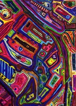 "Ville", feutres sur papier, 24 x 32 cm, 1990 (?)
