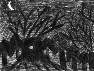 Stylo à bille noir sur papier, 24 cm x 32 cm. septembre 98.